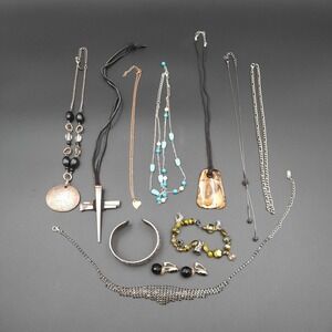 Vintage Mixed Jewelry Lot 11pc Statement Necklaces, Bracelet, Rhinestone‎